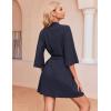 Ekouaer Robes for Women Waffle Knit Bathrobe Soft Lightweight Knee Length Loungewear S-XXL(Navy Blue)