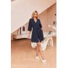 Ekouaer Robes for Women Waffle Knit Bathrobe Soft Lightweight Knee Length Loungewear S-XXL(Navy Blue)