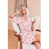 Ekouaer Robes for Women Waffle Knit Bathrobe Soft Lightweight Knee Length Loungewear S-XXL(Pink Stripe Teddy Bear)