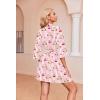 Ekouaer Robes for Women Waffle Knit Bathrobe Soft Lightweight Knee Length Loungewear S-XXL(Pink Stripe Teddy Bear)