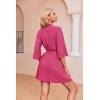 Ekouaer Robes for Women Waffle Knit Bathrobe Soft Lightweight Knee Length Loungewear S-XXL(Rose)