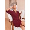 Ekouaer Robes for Women Waffle Knit Bathrobe Soft Lightweight Knee Length Loungewear S-XXL(Wine Red)
