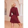 Ekouaer Robes for Women Waffle Knit Bathrobe Soft Lightweight Knee Length Loungewear S-XXL(Wine Red)