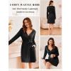 Ekouaer Robes for Women Waffle Knit Hooded Bathrobe Lightweight Robe Soft Knee Length Sleepwear with Pockets(Black)
