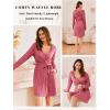 Ekouaer Robes for Women Waffle Knit Hooded Bathrobe Lightweight Robe Soft Knee Length Sleepwear with Pockets(Gray Purple)