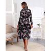Ekouaer Satin Robes for Women Long Sleeve Silk Bathrobe Soft Lightweight Full Length Sleepwear Bridesmaid Wedding Party Robes(Black Floral)