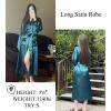 Ekouaer Satin Robes for Women Long Sleeve Silk Bathrobe Soft Lightweight Full Length Sleepwear Bridesmaid Wedding Party Robes(Blue Green)