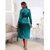 Ekouaer Satin Robes for Women Long Sleeve Silk Bathrobe Soft Lightweight Full Length Sleepwear Bridesmaid Wedding Party Robes(Blue Green)