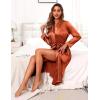 Ekouaer Satin Robes for Women Long Sleeve Silk Bathrobe Soft Lightweight Full Length Sleepwear Bridesmaid Wedding Party Robes(Brown)
