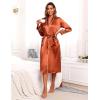 Ekouaer Satin Robes for Women Long Sleeve Silk Bathrobe Soft Lightweight Full Length Sleepwear Bridesmaid Wedding Party Robes(Brown)