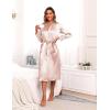Ekouaer Satin Robes for Women Long Sleeve Silk Bathrobe Soft Lightweight Full Length Sleepwear Bridesmaid Wedding Party Robes(Champagne)