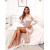 Ekouaer Satin Robes for Women Long Sleeve Silk Bathrobe Soft Lightweight Full Length Sleepwear Bridesmaid Wedding Party Robes(Champagne)