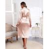 Ekouaer Satin Robes for Women Long Sleeve Silk Bathrobe Soft Lightweight Full Length Sleepwear Bridesmaid Wedding Party Robes(Champagne)