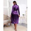 Ekouaer Satin Robes for Women Long Sleeve Silk Bathrobe Soft Lightweight Full Length Sleepwear Bridesmaid Wedding Party Robes(Deep Purple)