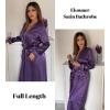 Ekouaer Satin Robes for Women Long Sleeve Silk Bathrobe Soft Lightweight Full Length Sleepwear Bridesmaid Wedding Party Robes(Deep Purple)