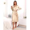 Ekouaer Satin Robes for Women Long Sleeve Silk Bathrobe Soft Lightweight Full Length Sleepwear Bridesmaid Wedding Party Robes(Flesh Color)