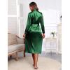 Ekouaer Satin Robes for Women Long Sleeve Silk Bathrobe Soft Lightweight Full Length Sleepwear Bridesmaid Wedding Party Robes(Green)