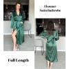 Ekouaer Satin Robes for Women Long Sleeve Silk Bathrobe Soft Lightweight Full Length Sleepwear Bridesmaid Wedding Party Robes(Green)