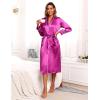 Ekouaer Satin Robes for Women Long Sleeve Silk Bathrobe Soft Lightweight Full Length Sleepwear Bridesmaid Wedding Party Robes(Hot Pink)