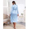 Ekouaer Satin Robes for Women Long Sleeve Silk Bathrobe Soft Lightweight Full Length Sleepwear Bridesmaid Wedding Party Robes(Light Blue)