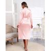 Ekouaer Satin Robes for Women Long Sleeve Silk Bathrobe Soft Lightweight Full Length Sleepwear Bridesmaid Wedding Party Robes(Light Pink)
