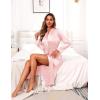 Ekouaer Satin Robes for Women Long Sleeve Silk Bathrobe Soft Lightweight Full Length Sleepwear Bridesmaid Wedding Party Robes(Light Pink)