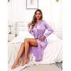 Ekouaer Satin Robes for Women Long Sleeve Silk Bathrobe Soft Lightweight Full Length Sleepwear Bridesmaid Wedding Party Robes(Light Purple)
