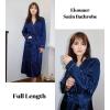 Ekouaer Satin Robes for Women Long Sleeve Silk Bathrobe Soft Lightweight Full Length Sleepwear Bridesmaid Wedding Party Robes(Navy Blue)