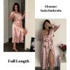 Ekouaer Satin Robes for Women Long Sleeve Silk Bathrobe Soft Lightweight Full Length Sleepwear Bridesmaid Wedding Party Robes(Pink)