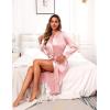 Ekouaer Satin Robes for Women Long Sleeve Silk Bathrobe Soft Lightweight Full Length Sleepwear Bridesmaid Wedding Party Robes(Pink)