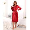 Ekouaer Satin Robes for Women Long Sleeve Silk Bathrobe Soft Lightweight Full Length Sleepwear Bridesmaid Wedding Party Robes(Red)