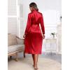 Ekouaer Satin Robes for Women Long Sleeve Silk Bathrobe Soft Lightweight Full Length Sleepwear Bridesmaid Wedding Party Robes(Red)