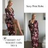 Ekouaer Satin Robes for Women Long Sleeve Silk Bathrobe Soft Lightweight Full Length Sleepwear Bridesmaid Wedding Party Robes(Red Floral)