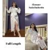 Ekouaer Satin Robes for Women Long Sleeve Silk Bathrobe Soft Lightweight Full Length Sleepwear Bridesmaid Wedding Party Robes(White)