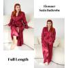 Ekouaer Satin Robes for Women Long Sleeve Silk Bathrobe Soft Lightweight Full Length Sleepwear Bridesmaid Wedding Party Robes(Wine Red)