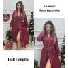 Ekouaer Satin Robes for Women Long Sleeve Silk Bathrobe Soft Lightweight Full Length Sleepwear Bridesmaid Wedding Party Robes(Wine Red)