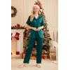 Ekouaer Silk Pajamas for Women Set Satin Pjs Soft Short Sleeve Button Down Sleepwear 3 Piece Loungewear S-XXL(Dark Green)