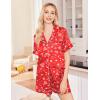 Ekouaer Silk Pajamas for Women Set Satin Pjs Soft Short Sleeve Button Down Sleepwear 3 Piece Loungewear S-XXL(Red Christmas)