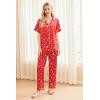 Ekouaer Silk Pajamas for Women Set Satin Pjs Soft Short Sleeve Button Down Sleepwear 3 Piece Loungewear S-XXL(Red Christmas)