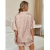 Ekouaer Silk Satin Pajamas for Women Print 2 Piece Button Down Pjs Shorts Set Ruffle Sleepwear(Khaki Leopard)