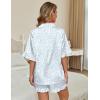 Ekouaer Silk Satin Pajamas for Women Print 2 Piece Button Down Pjs Shorts Set Ruffle Sleepwear(Light Blue Leopard)