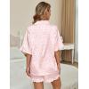 Ekouaer Silk Satin Pajamas for Women Print 2 Piece Button Down Pjs Shorts Set Ruffle Sleepwear(Light Pink Leopard)