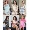 Ekouaer Silk Satin Pajamas for Women Print 2 Piece Button Down Pjs Shorts Set Ruffle Sleepwear(Purple White Stripes)
