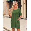 Ekouaer Sleep Shirts for Women Nightgown Short Sleeves T shirt Night Dress Round Neck Womans Nightgown with Pocket S-XXL(Army Green)
