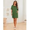 Ekouaer Sleep Shirts for Women Nightgown Short Sleeves T shirt Night Dress Round Neck Womans Nightgown with Pocket S-XXL(Army Green)