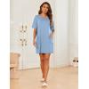 Ekouaer Sleep Shirts for Women Nightgown Short Sleeves T shirt Night Dress Round Neck Womans Nightgown with Pocket S-XXL(Baby Blue)