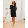 Ekouaer Sleep Shirts for Women Nightgown Short Sleeves T shirt Night Dress Round Neck Womans Nightgown with Pocket S-XXL(Black)