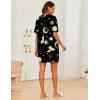 Ekouaer Sleep Shirts for Women Nightgown Short Sleeves T shirt Night Dress Round Neck Womans Nightgown with Pocket S-XXL(Black Moon Star)