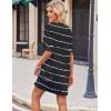 Ekouaer Sleep Shirts for Women Nightgown Short Sleeves T shirt Night Dress Round Neck Womans Nightgown with Pocket S-XXL(Black Stripe)