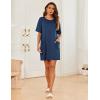 Ekouaer Sleep Shirts for Women Nightgown Short Sleeves T shirt Night Dress Round Neck Womans Nightgown with Pocket S-XXL(Blue)